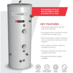 Gledhill Stainless Lite Solar Unvented Cylinders