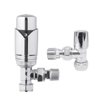 Abacus Ultima TRV5 15/10mm Angled Chrome TRV and Lockshield - 5 Sets