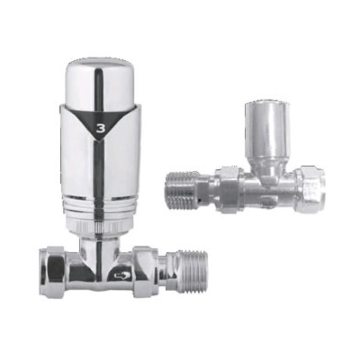 Abacus Ultima TRV5 15/10mm Straight Chrome TRV and Lockshield Set
