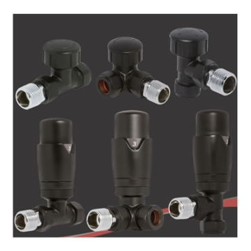 Standard Thermostatic Radiator Valve Set in Black Finish