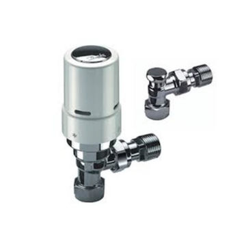 Danfoss RAS-D2 15/10/8mm Chrome Angle TRV and Lock Shield