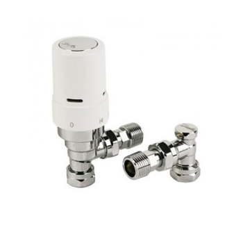 Danfoss RAS-D2 15/10/8mm White Angle TRV and Lock Shield