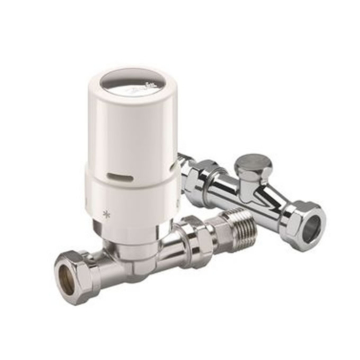 Danfoss RAS-D2 15/10/8mm White Straight TRV and Lock Shield