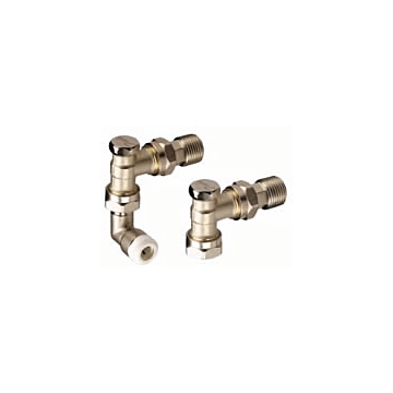 Danfoss RLV-D Angled Wheel Head and Lock Shield Chrome Radiator Valves