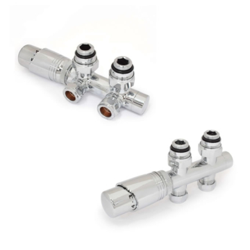 Delta Twin TRV Chrome Thermostatic Radiator Valve Set