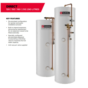 Gledhill Platinum Pre-Plumbed Direct Hot Water Cylinder