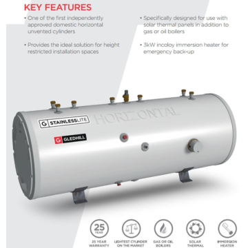 Gledhill StainlessLite Plus Horizontal Solar Cylinders