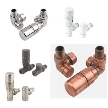 MHS Radius Valve Set with Black TRV Head and Lock Shield
