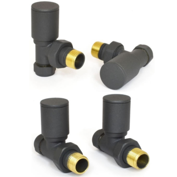Milan Radiator Valve Set - Anthracite