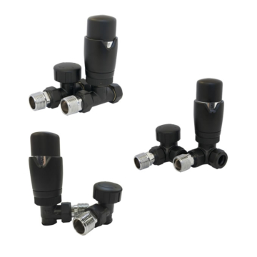 Radox Black Thermostatic Radiator Valve and Lock Shield Pack