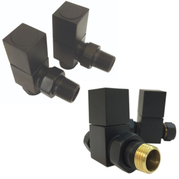 Radox Square Matt Black Radiator Valve Set