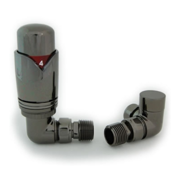 Realm Corner Black Nickel Thermostatic Radiator Valve and Lock-shield