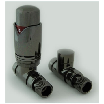 Realm Straight Black Nickel Thermostatic Radiator Valve and Lock Valve