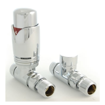Realm Straight Chrome Thermostatic Radiator Valve and Lock-shield