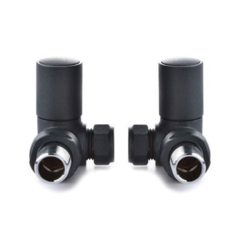 Reina Crova Black Corner Radiator Valve Set