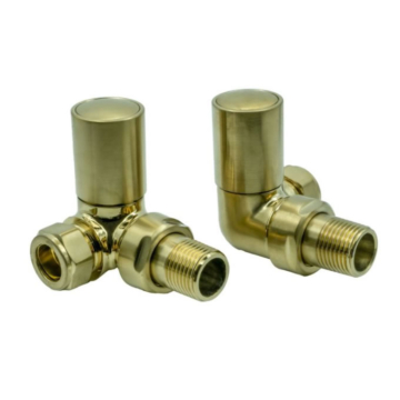 Reina Crova Brushed Brass Corner Radiator Valve Set