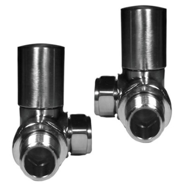 Reina Crova Brushed Corner Radiator Valve Set