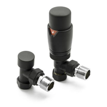 Reina Modal TRV Black Radiator Valve with Lock Shield Valve