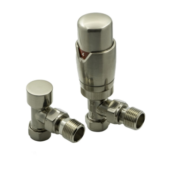 Reina Modal TRV Brushed Radiator Valve with Lock Shield Valve