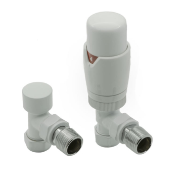 Reina Modal TRV White Radiator Valve with Lock Shield Valve