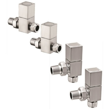 Reina Richmond Cube Brushed Radiator Valves
