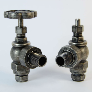 Rosa Pewter Angled Manual Radiator Valve Set