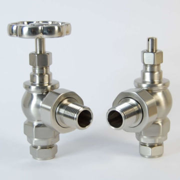 Rosa Satin Nickel Angled Manual Radiator Valve Set