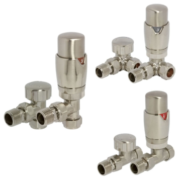 Towelrads Brushed Nickel Thermostatic Radiator Valve Set