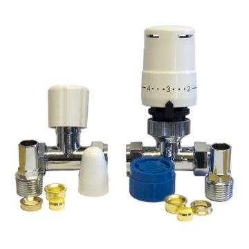 Tower 15/10mm Straight White TRV and Lockshield Pack