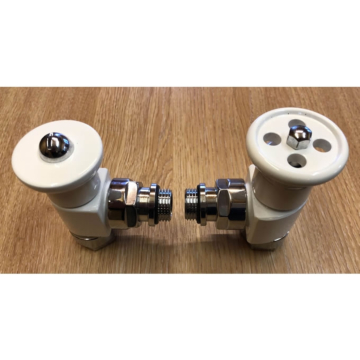 TRC Gloucester Angled White Radiator Valve Set