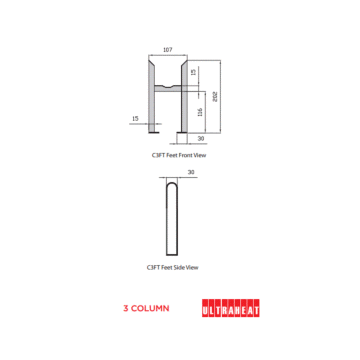 Ultraheat 3 Column Radiator Slip On Feet (Pair)