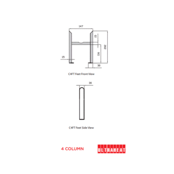 Ultraheat 4 Column Radiator Slip On Feet (Pair)