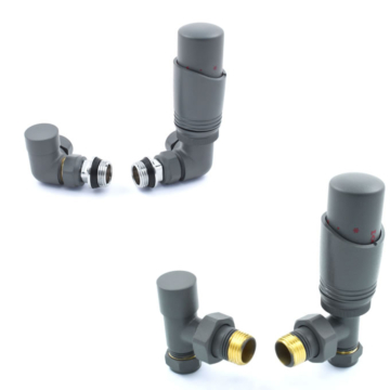 Delta Gunboat Grey Thermostatic Radiator Valves and Lock-shield