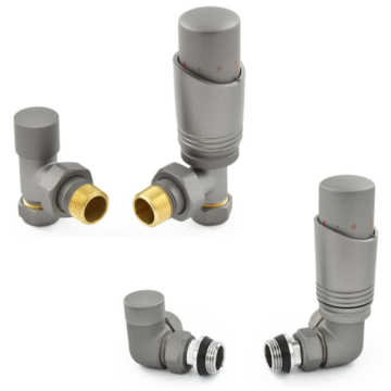 Delta Matte Metallic Grey Thermostatic Radiator Valve and Lock-shield