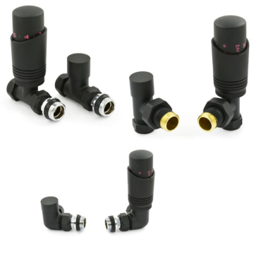 Delta Textured Black Thermostatic Radiator Valves and Lock-shield