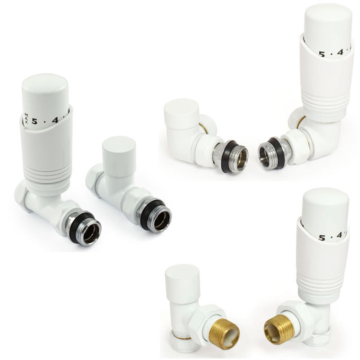 Delta White Thermostatic Radiator Valves and Lock-shield