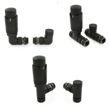 Realm Satin Black Thermostatic Radiator Valve and Lock-shield