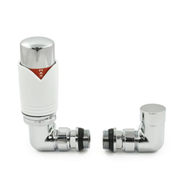 Realm White Thermostatic Radiator Valve and Lock-shield