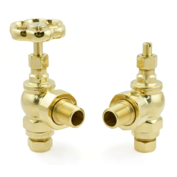 Rosa Unlacquered Brass Angled Manual Radiator Valve Set