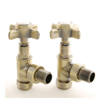 Westminster Cross Head Antique Brass Radiator Valve Set