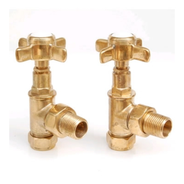 Westminster Cross Head Un-Lacquered Brass Angled Radiator Valve Set