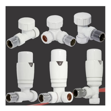 Standard Thermostatic Radiator Valve Set in White Finish