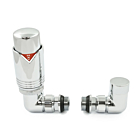 Realm Corner Chrome Thermostatic Radiator Valve and Lock-shield