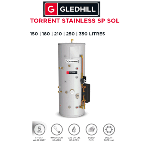 Gledhill Torrent Stainless SP SOL Solar Thermal Store Cylinder