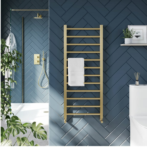 Scudo Heating Vibe Brushed Brass Towel Rails 