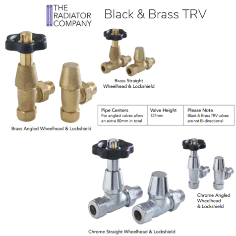 TRC Black and  Brass TRV Thermostatic Radiator Valves
