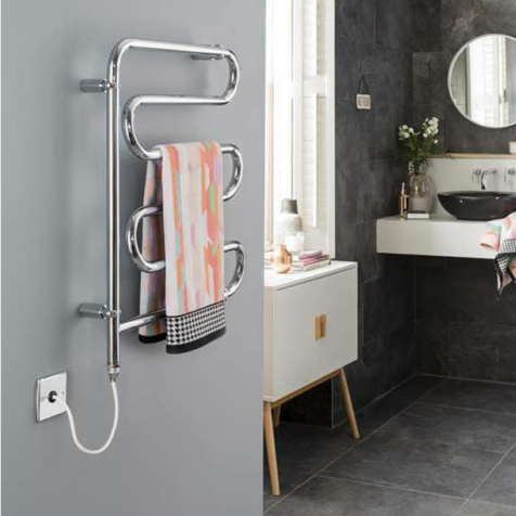 Vogue Comfort Wall Mounted Chrome Electric Towel Rail