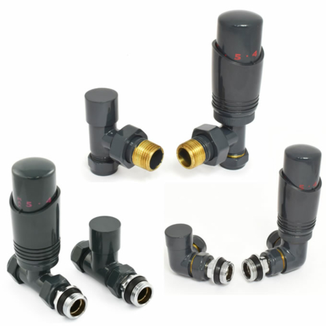 Delta Anthracite Thermostatic Radiator Valves and Lock-shield