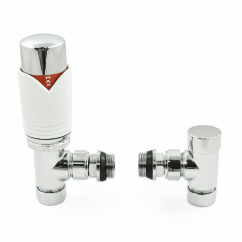 Realm Angled White Thermostatic Radiator Valve and Lock-shield